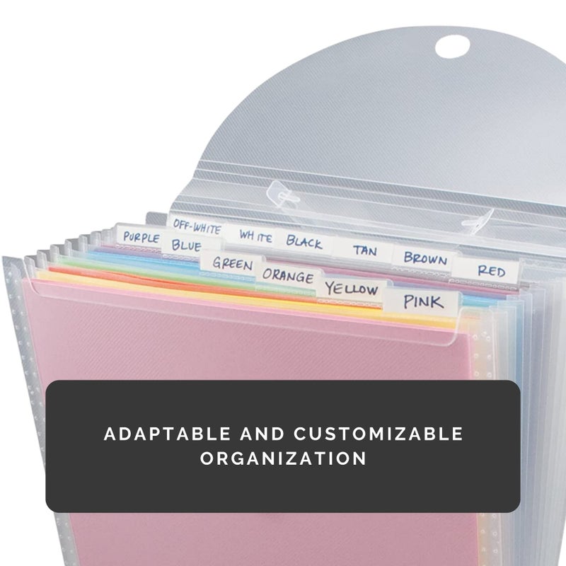 Advantus Expandable Paper Organizer, Accordion File Organizer, Important Document Holder, Clear with 12 Pockets, White, 12x12 Inches - Image 5